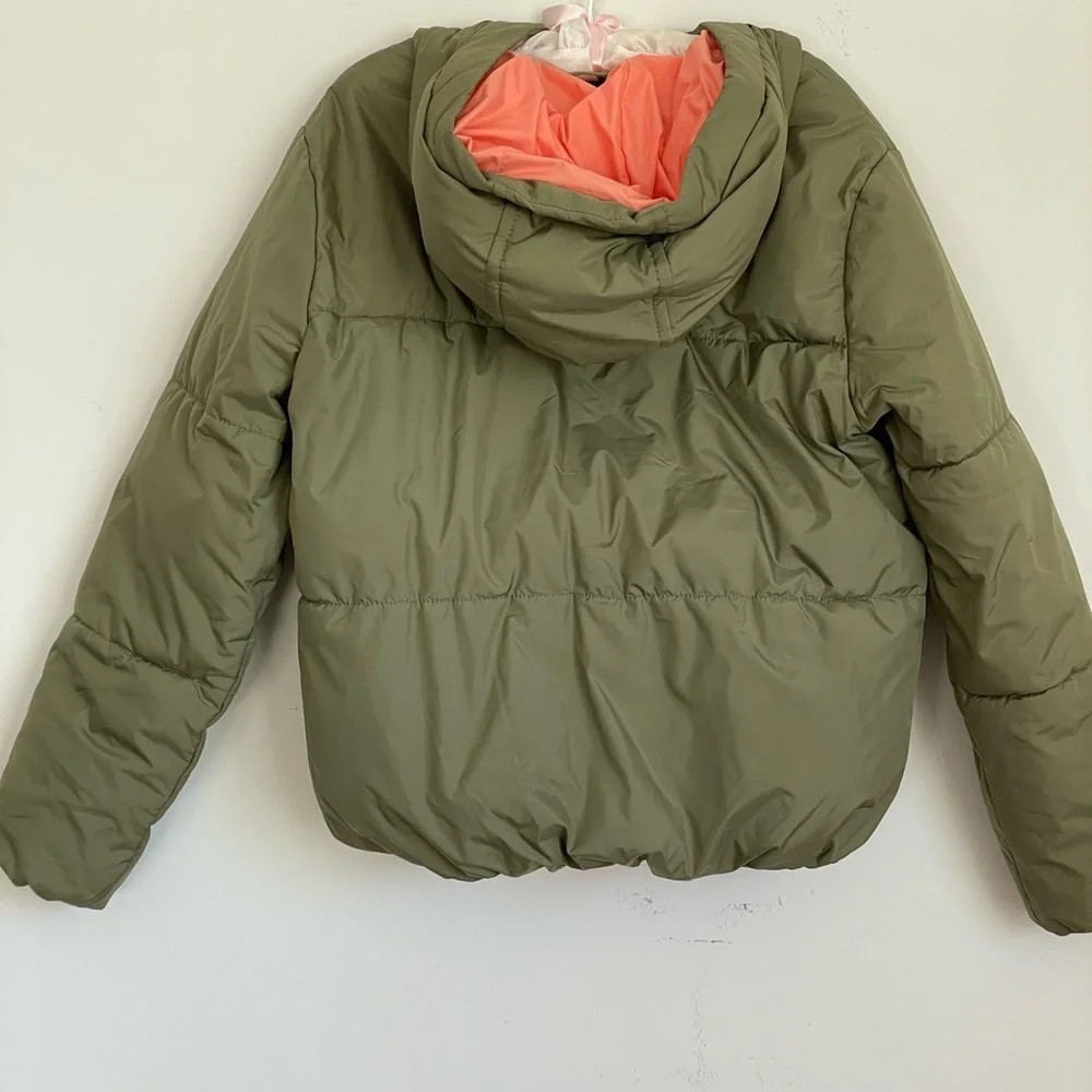 Girls Gymboree Olive, Green and Melon, Hooded Parka Size 11/12